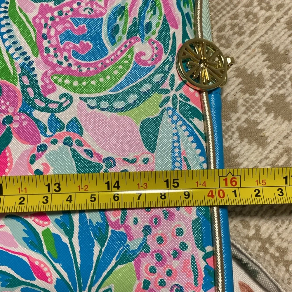 Lilly Pulitzer Pink and Blue Patterned laptop holder, light stain inside